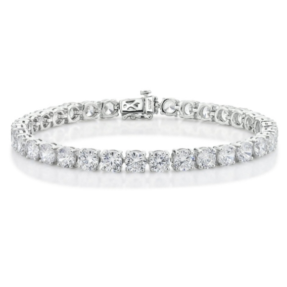 NEW 925 Sterling Silver Round CZ White Diamond Tennis Bracelet 7.25" - Picture 15 of 16